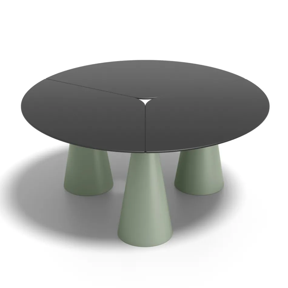 Table ronde d'extérieur et d'intérieur en deux tailles, en stratifié haute pression (HPL), fabriquée en Italie - Velario Viadurini