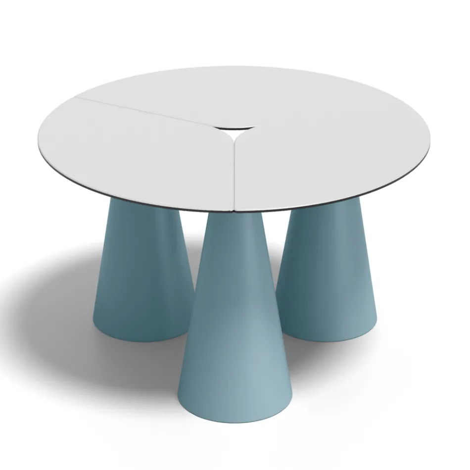 Table ronde d'extérieur et d'intérieur en deux tailles, en stratifié haute pression (HPL), fabriquée en Italie - Velario Viadurini