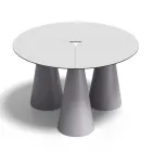 Table ronde d'extérieur et d'intérieur en deux tailles, en stratifié haute pression (HPL), fabriquée en Italie - Velario Viadurini