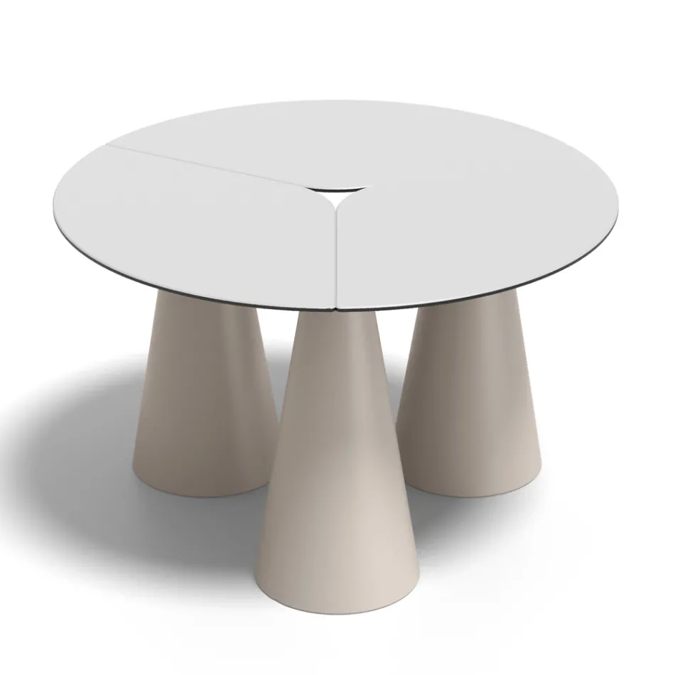 Table ronde d'extérieur et d'intérieur en deux tailles, en stratifié haute pression (HPL), fabriquée en Italie - Velario Viadurini