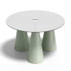 Table ronde d'extérieur et d'intérieur en deux tailles, en stratifié haute pression (HPL), fabriquée en Italie - Velario Viadurini