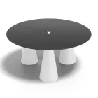 Table ronde d'extérieur et d'intérieur en deux tailles, en stratifié haute pression (HPL), fabriquée en Italie - Velario Viadurini