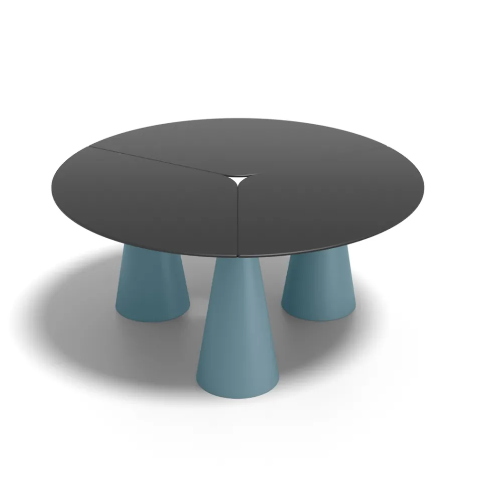 Table ronde d'extérieur et d'intérieur en deux tailles, en stratifié haute pression (HPL), fabriquée en Italie - Velario Viadurini