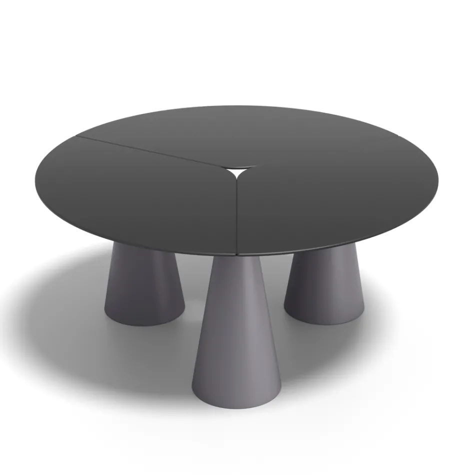 Table ronde d'extérieur et d'intérieur en deux tailles, en stratifié haute pression (HPL), fabriquée en Italie - Velario Viadurini