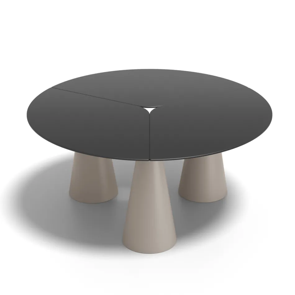 Table ronde d'extérieur et d'intérieur en deux tailles, en stratifié haute pression (HPL), fabriquée en Italie - Velario Viadurini