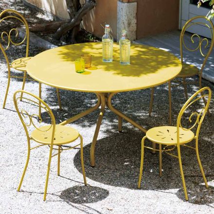 Table d'extérieur ronde en acier galvanisé Made in Italy - Selvaggia Viadurini
