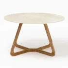 Table d'extérieur ronde en céramique Chianca d'Ostuni Made in Italy - Pegaso Viadurini