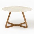 Table d'extérieur ronde en céramique Chianca di Ostuni fabriquée en Italie - Pegaso
