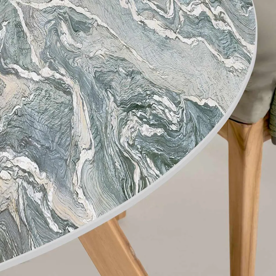 Table d'extérieur ronde en céramique emblématique Ciprus fabriquée en Italie - Pegaso Viadurini