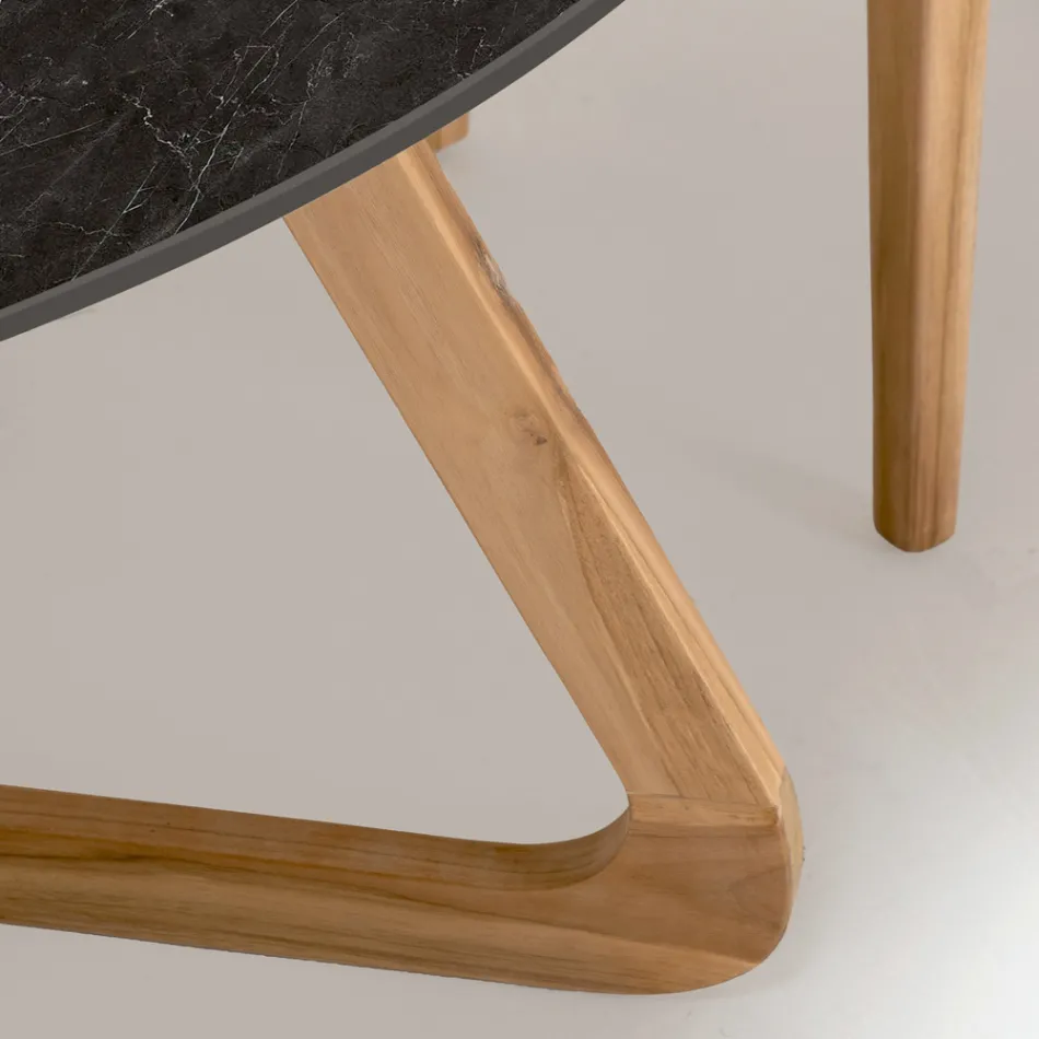 Table d'extérieur ronde en céramique Marquinia noire fabriquée en Italie - Pegaso Viadurini