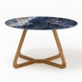Table d'extérieur ronde en céramique bleu océan fabriquée en Italie - Pegaso
