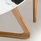 Table d'extérieur ronde en céramique blanche Panda fabriquée en Italie - Pegaso Viadurini