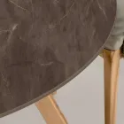 Table d'extérieur ronde en céramique marron Pulpis fabriquée en Italie - Pegaso Viadurini