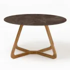 Table d'extérieur ronde en céramique marron Pulpis fabriquée en Italie - Pegaso Viadurini