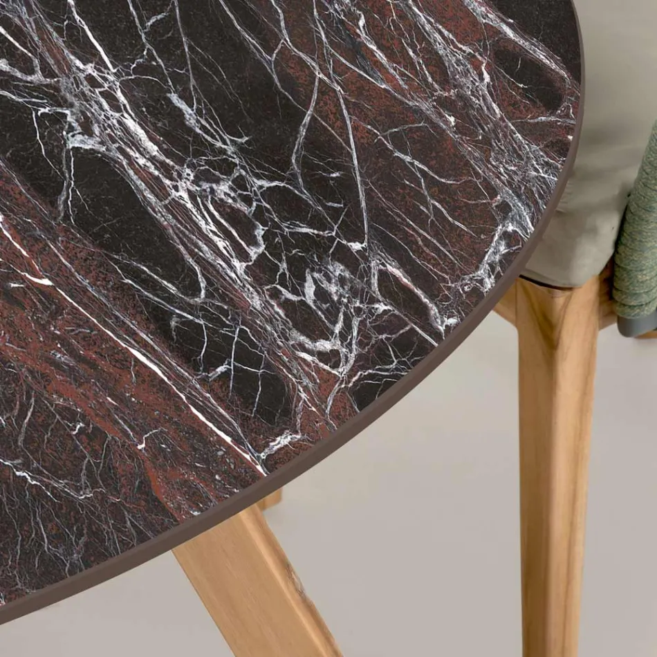 Table d'extérieur ronde en céramique rouge Domus Made in Italy - Pegaso Viadurini