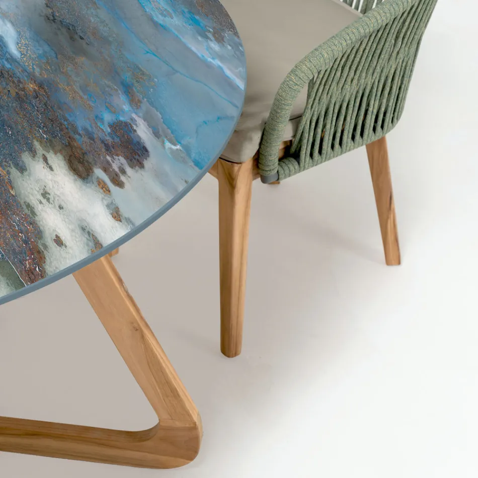 Table ronde d'extérieur en céramique Orage Made in Italy - Pegaso Viadurini