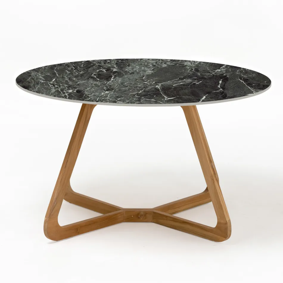 Table d'extérieur ronde en céramique verte France Made in Italy - Pegaso Viadurini