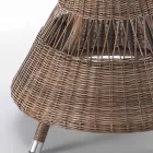 Table d'extérieur ronde en polyrotin avec plateau en verre - Gigi Viadurini