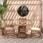 Table d'extérieur ronde en polyrotin avec plateau en verre - Gigi Viadurini