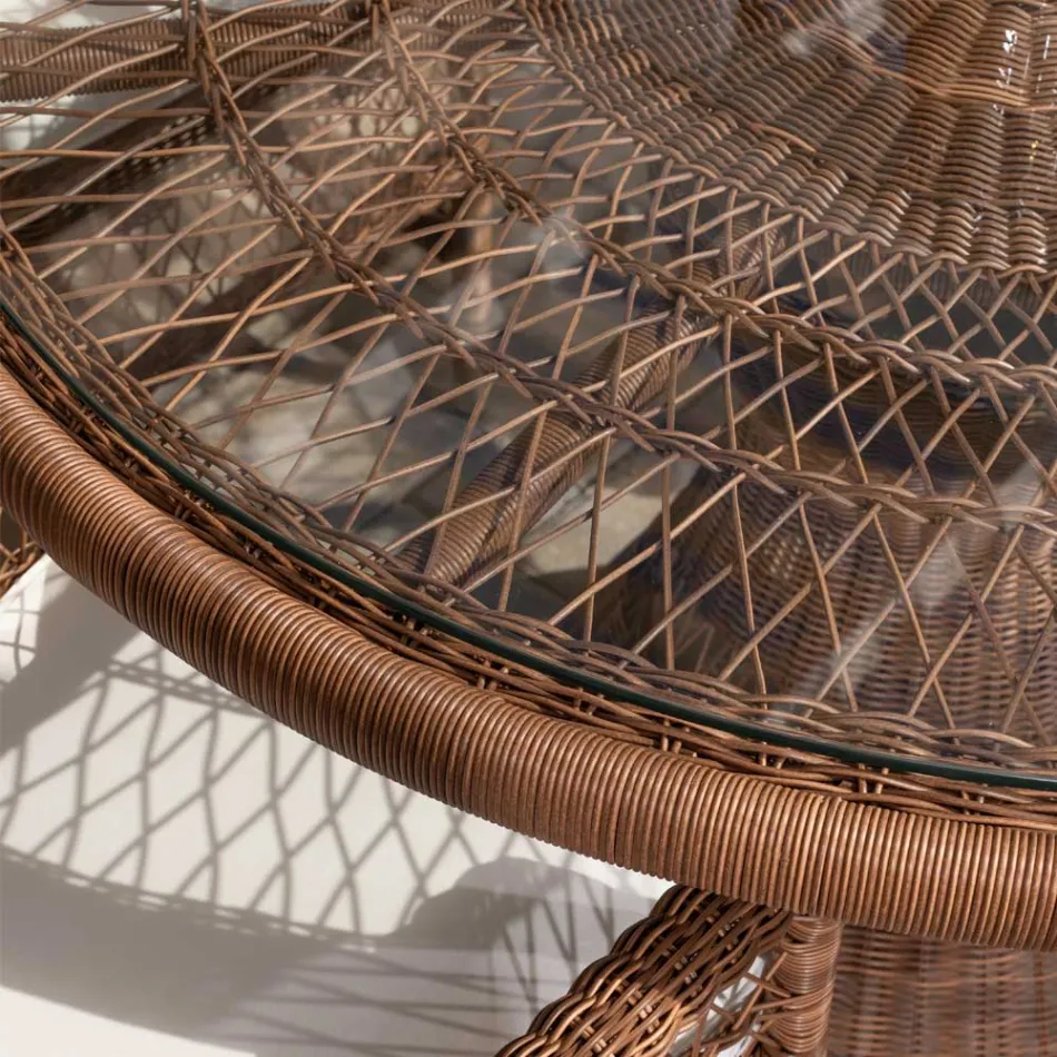Table de jardin ronde avec 4 fauteuils avec accoudoirs - Gigi Viadurini