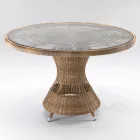 Table de jardin ronde avec 4 fauteuils avec accoudoirs - Gigi Viadurini