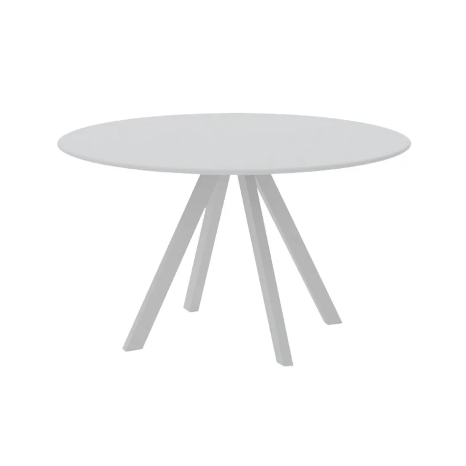 Table de jardin ronde en acier galvanisé Made in Italy - Brienne Viadurini