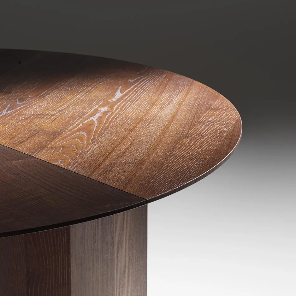 Table de salle à manger ronde en contreplaqué plaqué frêne - Libra Viadurini