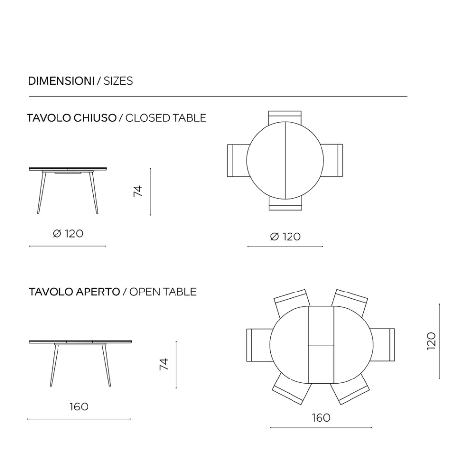 Table ronde six places avec plateau en MDF et piètement en métal - Croma Viadurini