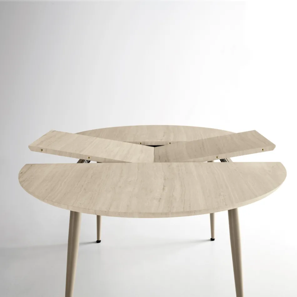 Table ronde six places avec plateau en MDF et piètement en métal - Croma Viadurini