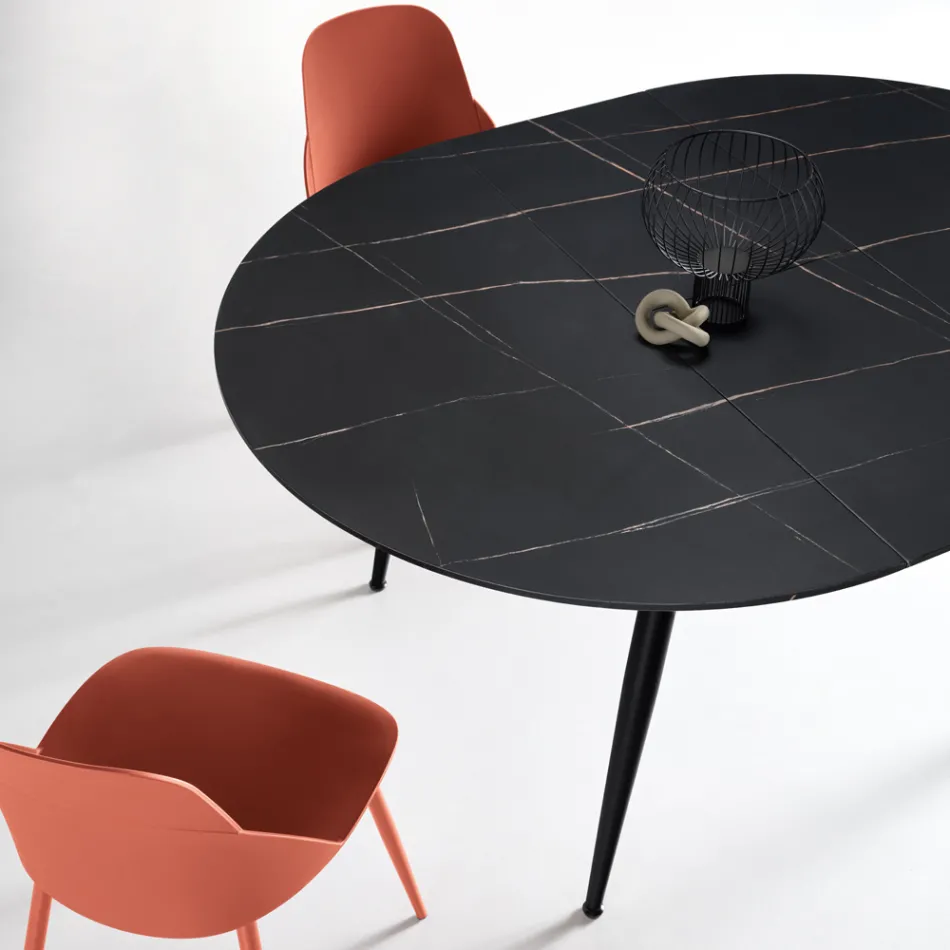 Table ronde six places avec plateau en MDF et piètement en métal - Croma Viadurini