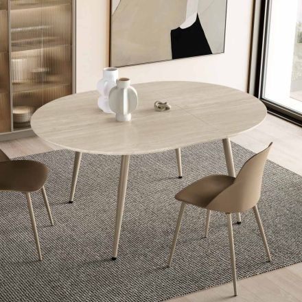 Table ronde six places avec plateau en MDF et piètement en métal - Croma Viadurini