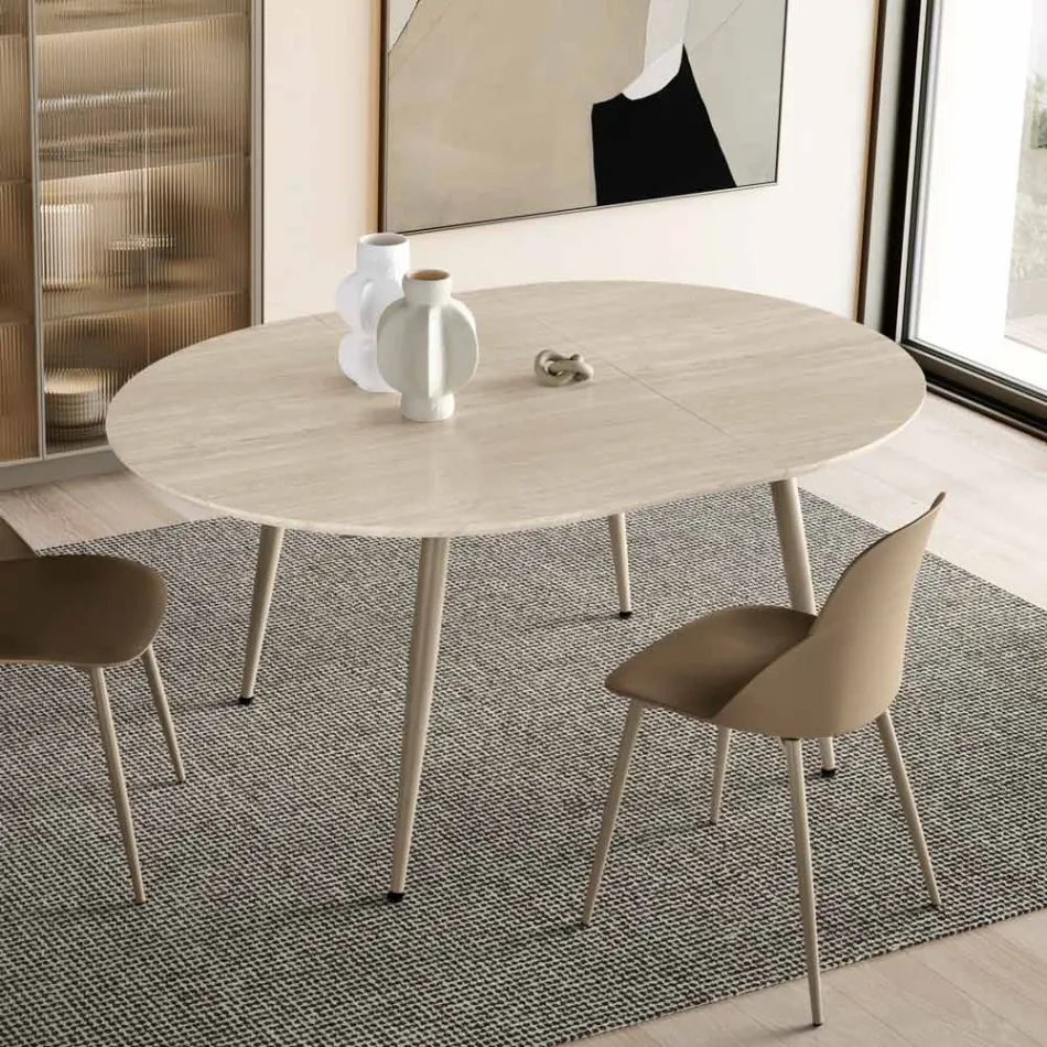 Table ronde six places avec plateau en MDF et piètement en métal - Croma Viadurini