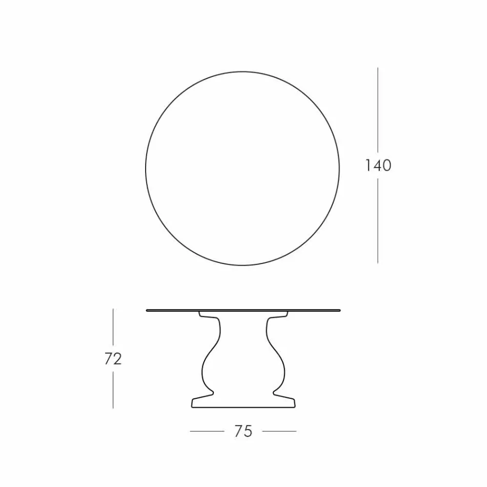 Table ronde de design classique, plateau Ø140 et HPL - XIXe siècle par Slide Viadurini