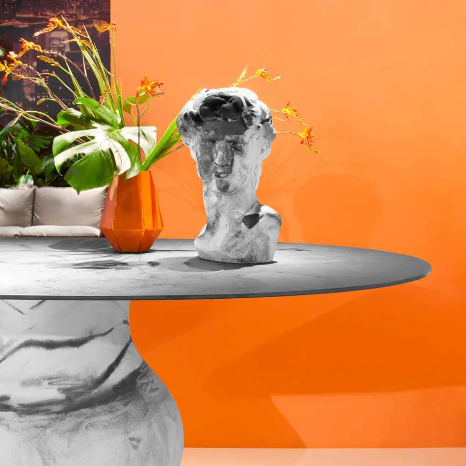 Table ronde de design classique, plateau Ø140 et HPL - XIXe siècle par Slide Viadurini