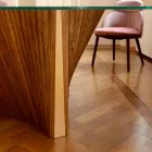 Table design ronde en verre et frêne huilé Made in Italy - Madame Viadurini