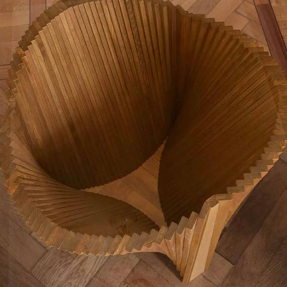 Table design ronde en verre et frêne huilé Made in Italy - Madame Viadurini