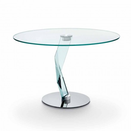 Table ronde de design moderne en verre extra-clair fabriquée en Italie - Akka Viadurini