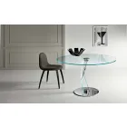 Table ronde de design moderne en verre extra-clair fabriquée en Italie - Akka Viadurini