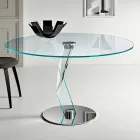 Table ronde de design moderne en verre extra-clair fabriquée en Italie - Akka Viadurini