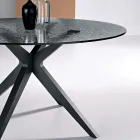 Table ronde de 140 cm de diamètre en verre martelé fumé et métal - Domus Viadurini