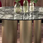 Table ronde fixe avec plateau en céramique fabriquée en Italie - Ciseaux Viadurini