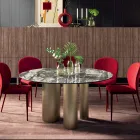 Table ronde fixe avec plateau en céramique fabriquée en Italie - Ciseaux Viadurini