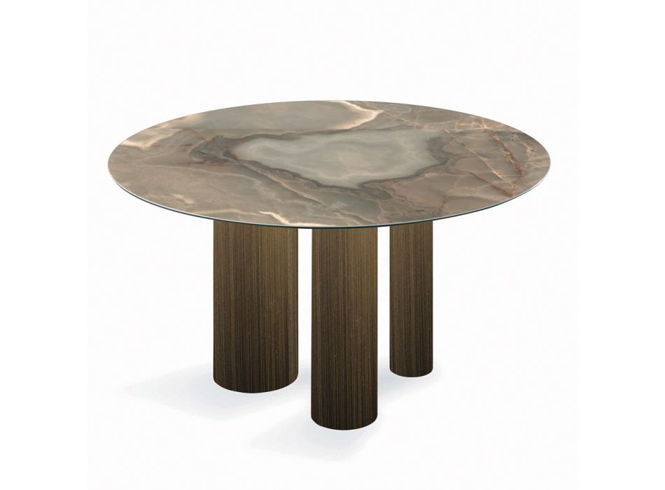 Table ronde fixe en céramique et acier fabriquée en Italie - Ciseaux Viadurini