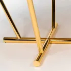 Modeno Table ronde avec plateau en verre et des incrustations de bois Ozzy Viadurini