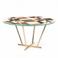 Table ronde moderne avec plateau en verre et bois Ozzy