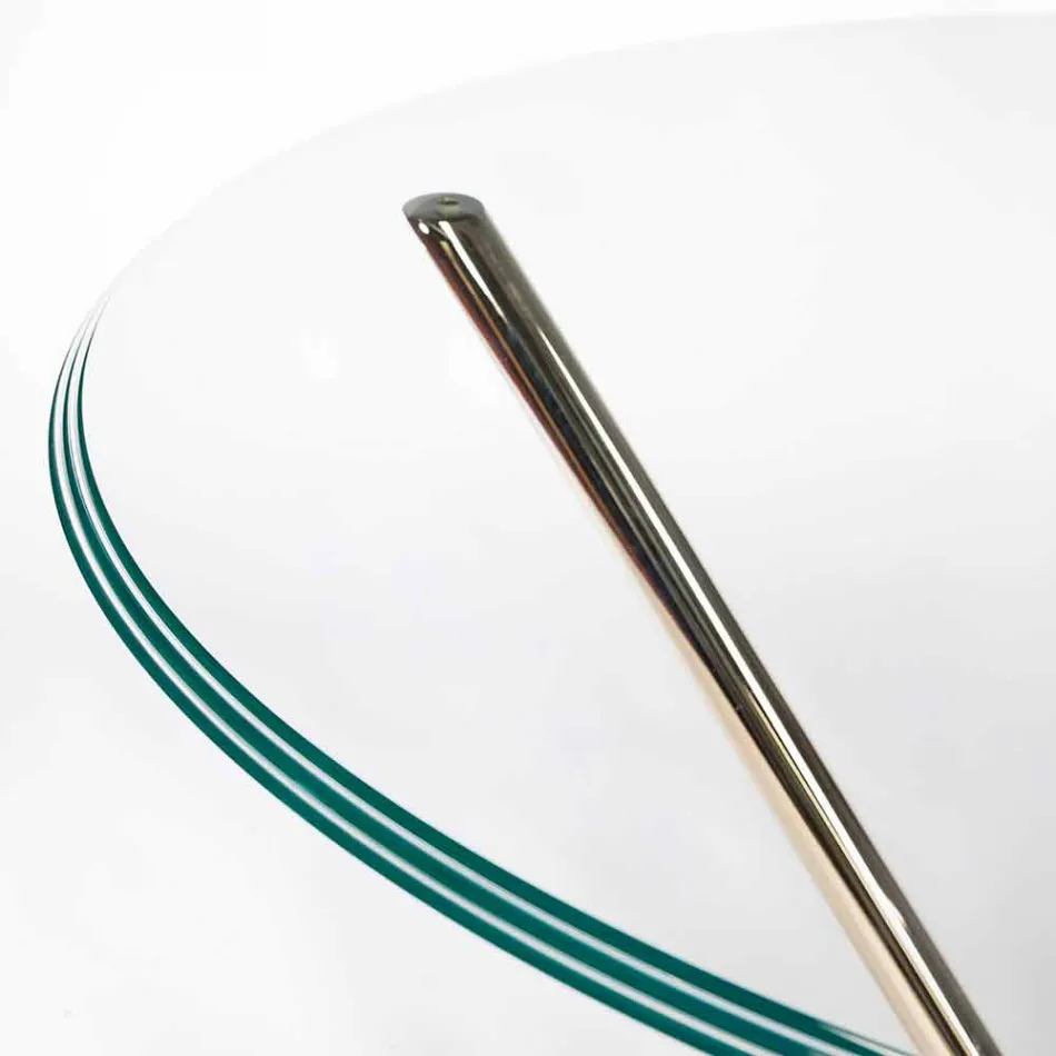 Table ronde moderne avec plateau en verre et une base en marbre Adele Viadurini