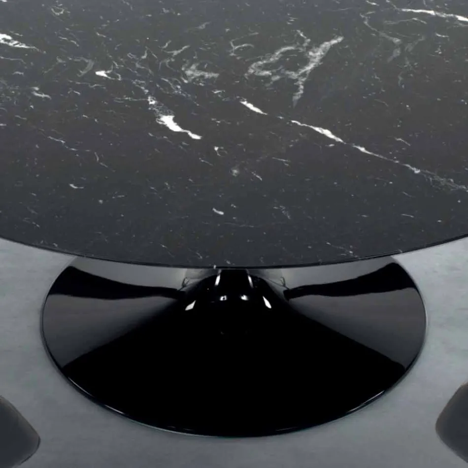 Table ronde moderne en marbre de Carrare et Marquinia fabriquée en Italie – Dollars Viadurini