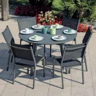 Table de jardin ronde Averis 120 cm en aluminium anthracite Viadurini