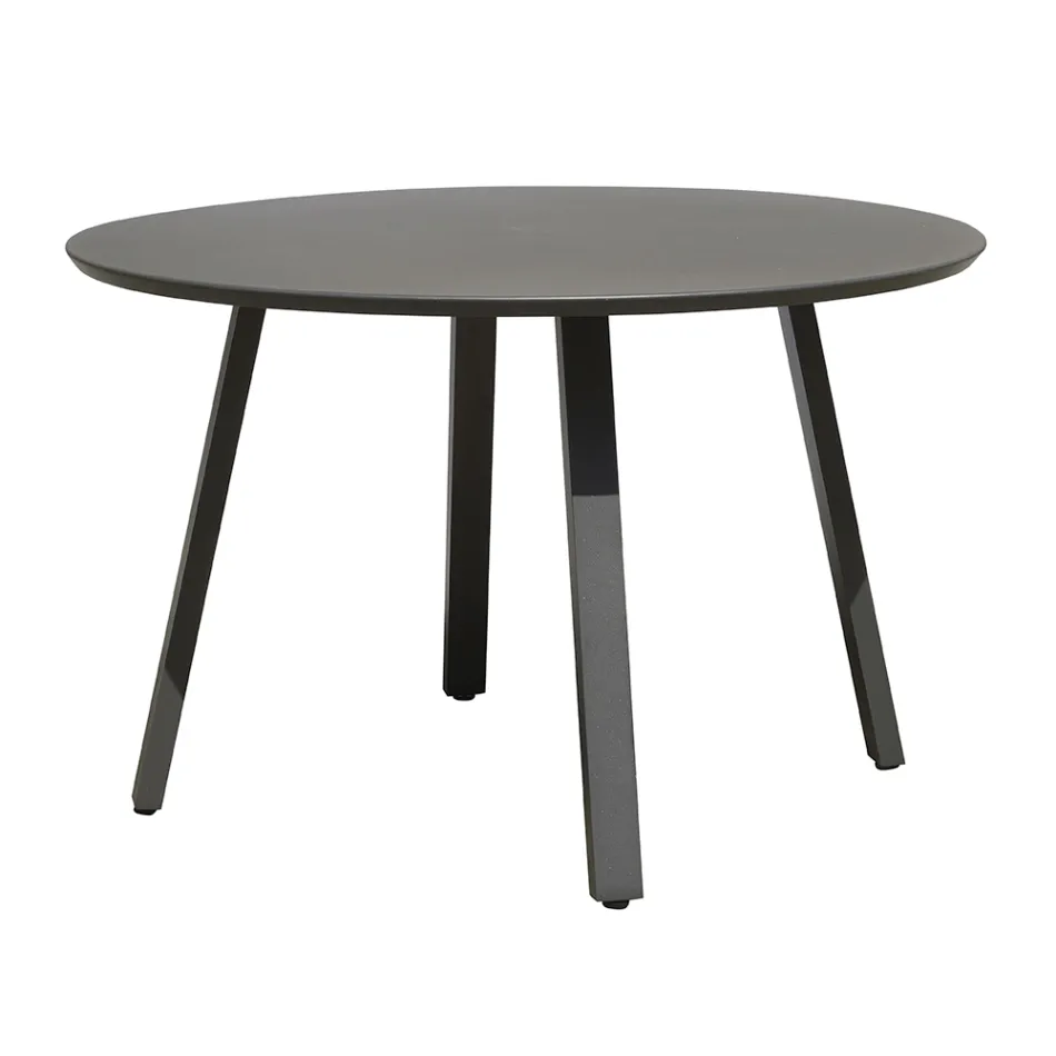 Table de jardin ronde Averis 120 cm en aluminium anthracite Viadurini