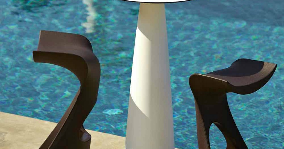 Table design ronde avec plateau en hpl Slide Hoplà H110 cm